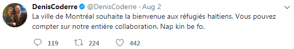Denis Coderre tweet for asylum seekers in Montreal