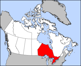 Map of Ontario in Canada